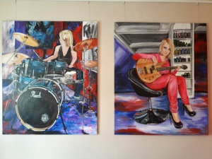 E-Bass und Schlagzeug Acryl auf Leinwand