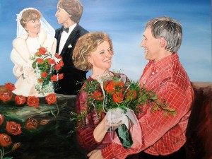 Silberhochzeit Öl auf Leinwand 0,90 x 0,70m