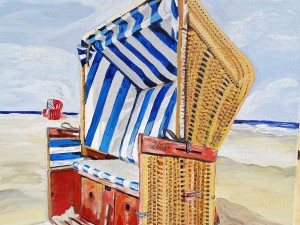 Strandkorb Acryl auf Leinwand